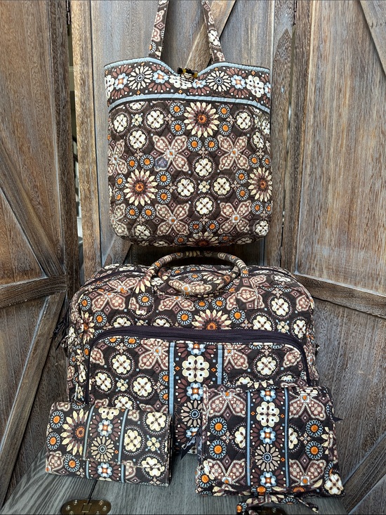 Vera Bradley Handbags - Vera Bradley Canyon Travel Tote Duffel Bag Cosmetic Case Wallet Lot Bundle of 4